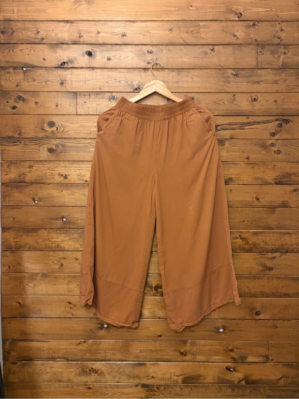 Elodie Wide-Leg Elastic-Waist Pants in Terracotta